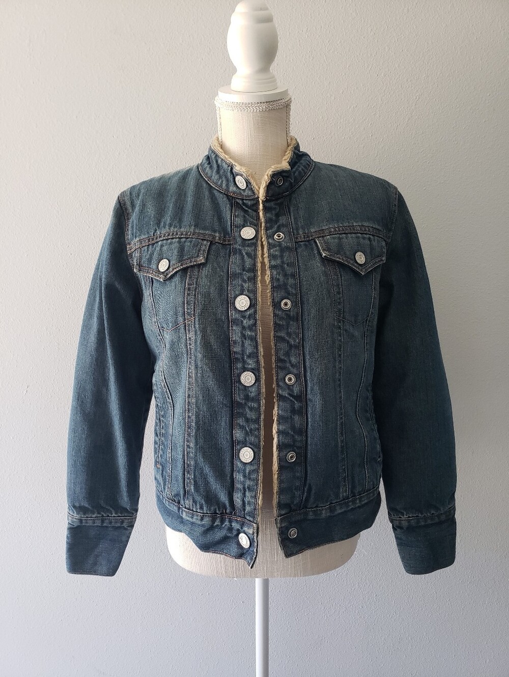 Y2k Gap Sherpa Lined Denim Jean Trucker Jacket Women's Medium